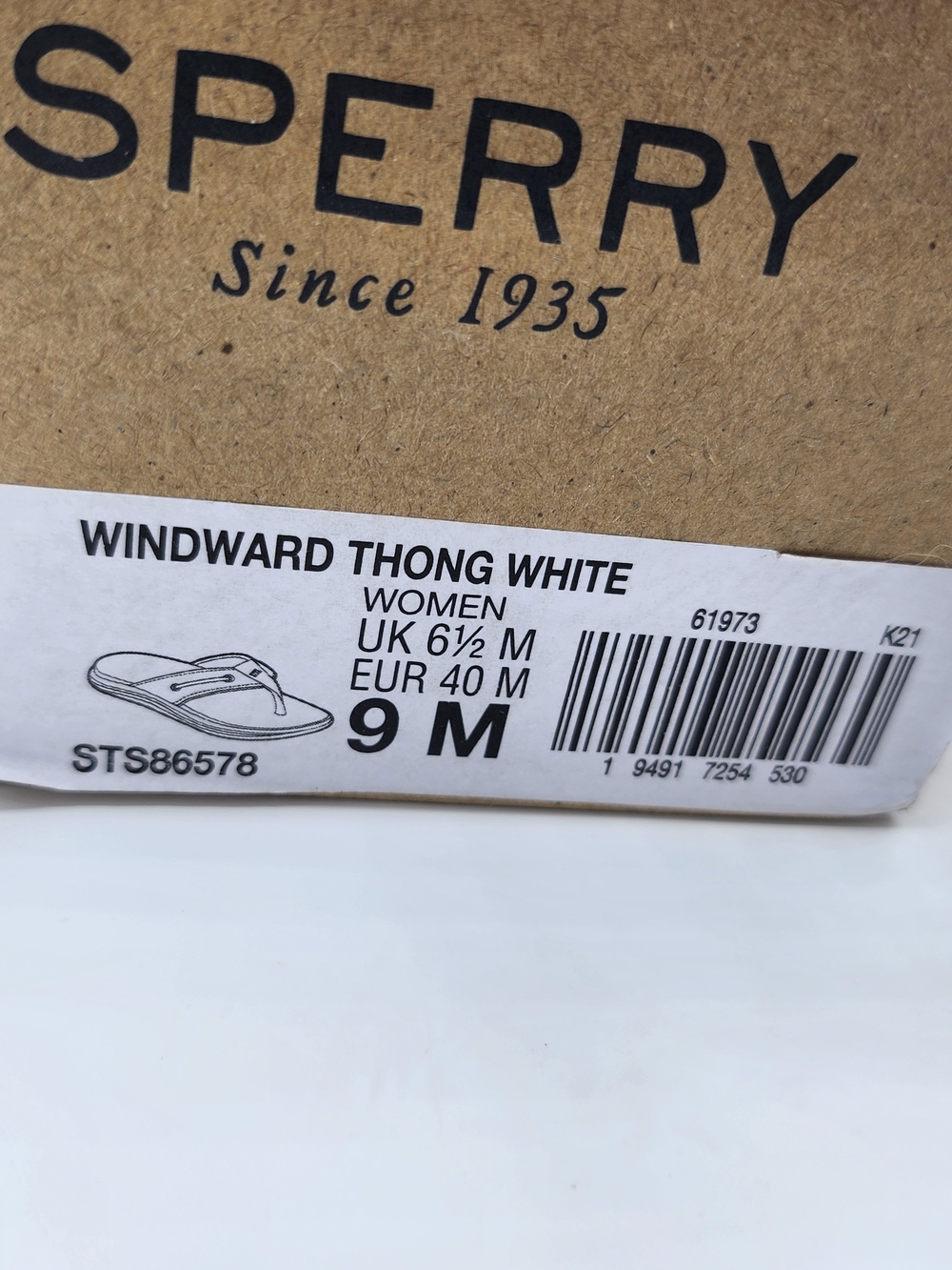 Sperry White Foam Flip Flop Sandals Size: 9W NIB - Picture 2 of 6